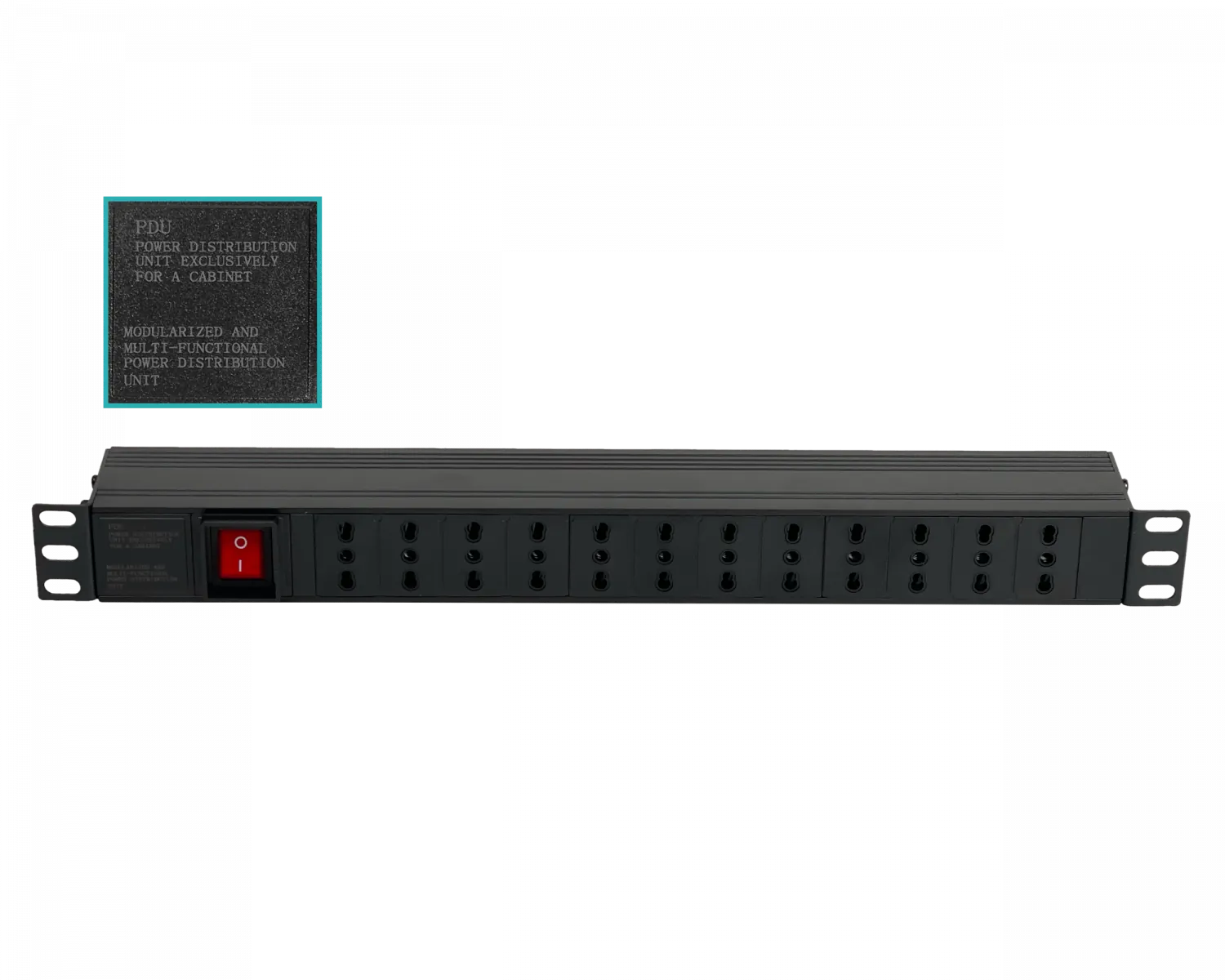 PDU Regleta 12-Hembra-Ch 10A Rack-1U Switch-Piloto Macho-Ch 4