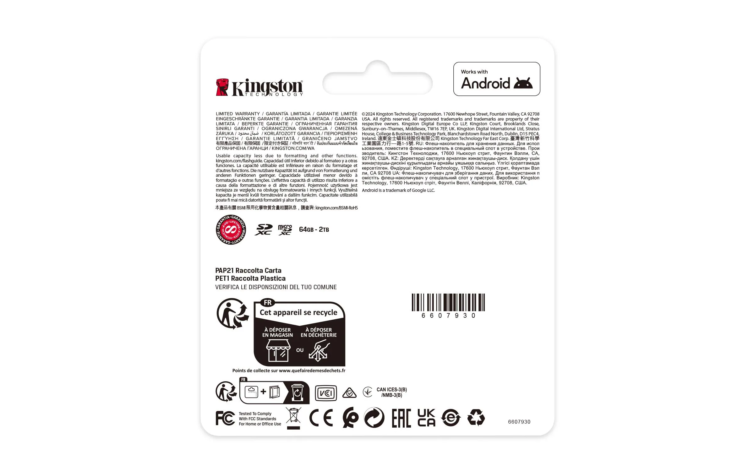 Tarjeta MicroSDXC 64GB Kingston SDCS3 Canvas Select Plus 100MB/s Clase 10 A1 + Adaptador SD 3