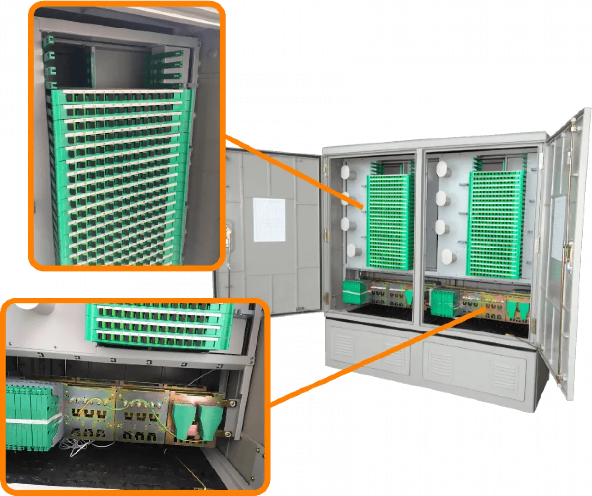 Rack FIBRA 108-ODF inc-1152-SC/APC 62x148x154cm 4-Puerta Exterior-Piso IP65 4