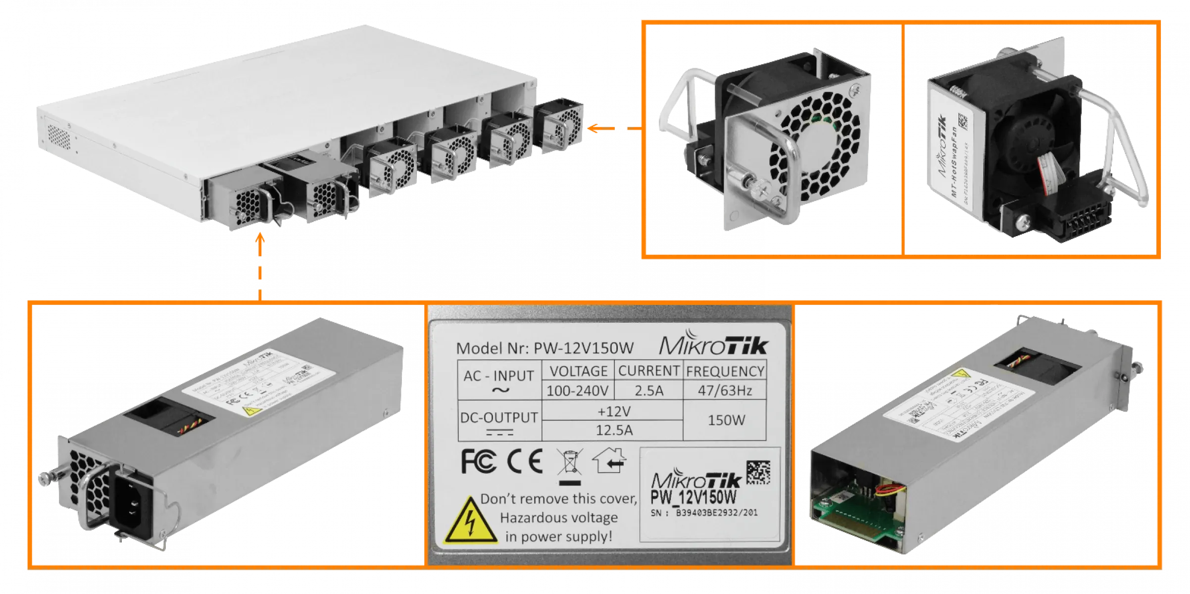 Switch MikroTik CRS518-16XS-2XQ, 16 Puertos SFP28 25G, 2-QSFP28 100G, 220VAC 4