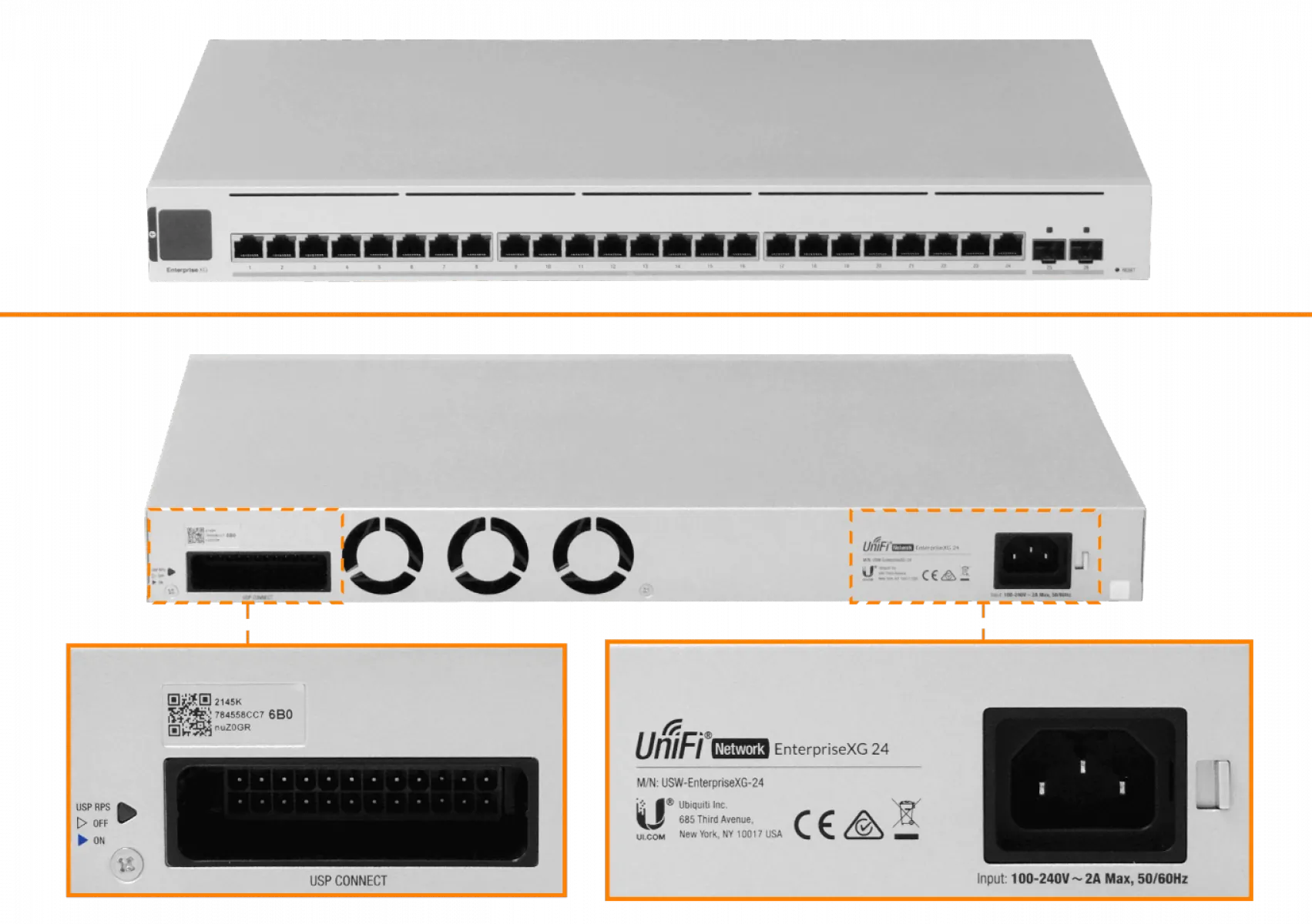 Switch Gestionado de Capa 3 con 24 x 10G y 2 x SFP28 de 25G, Ubiquiti UniFi Switch EnterpriseXG 24 4