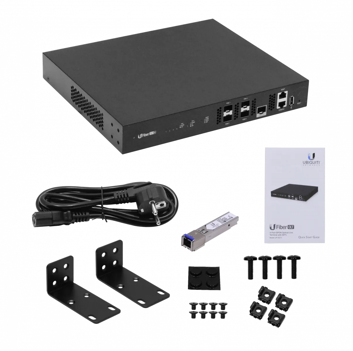 OLT GPON con 4 Puertos GPON, 1 SFP+ 10Gbps, Gestión IP, para Red FTTH, Ubiquiti UF-OLT-4 4