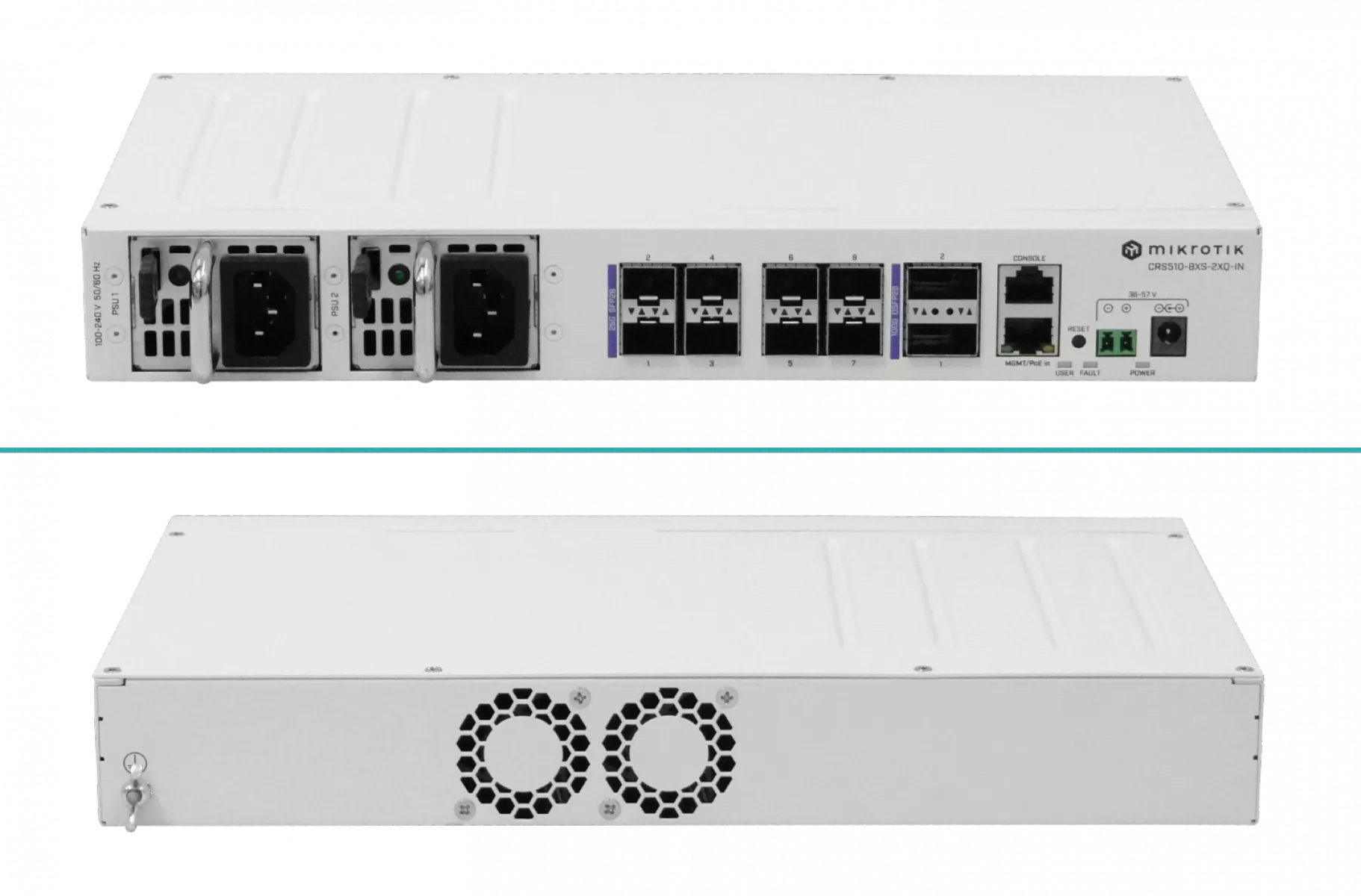 Switch MikroTik CRS510-8XS-2XQ-IN, 8 Puertos SFP28 25G, 2-QSFP28 100G, 220VAC 2