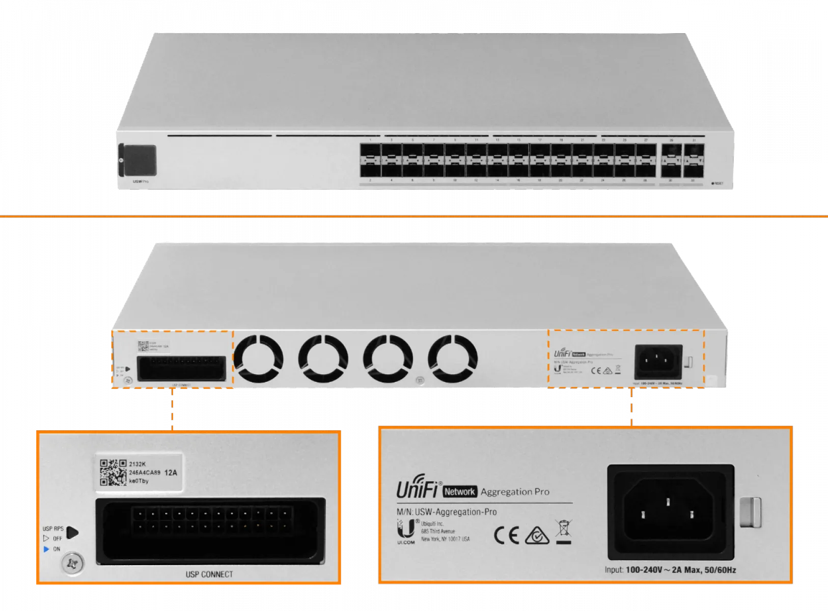 Switch Layer 3 de Alta Capacidad 32 Puertos UniFi Switch Pro Aggregation, 28xSFP+(10G),4xSFP28(25G) 5