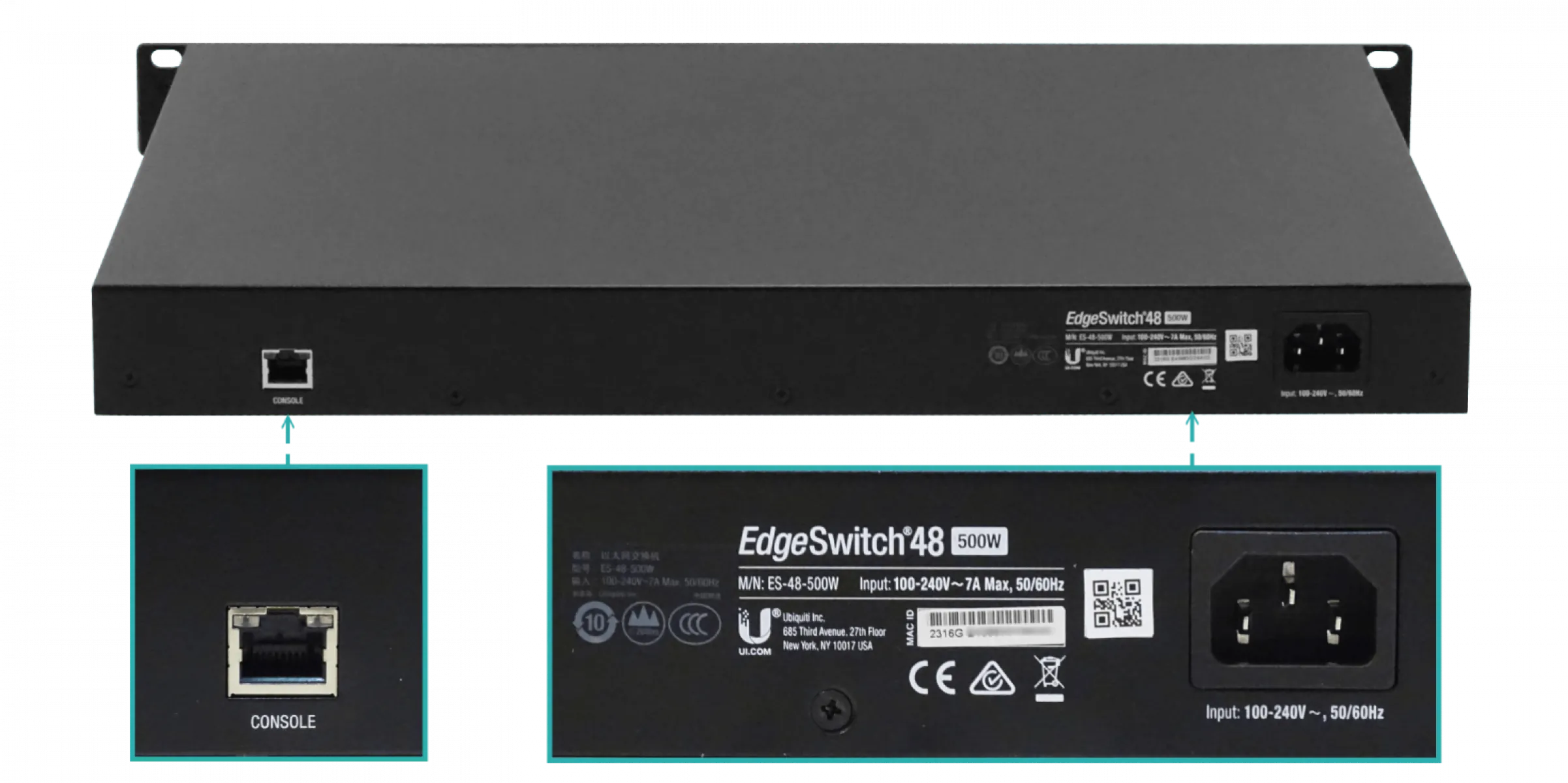 Switch Gestionado L2/L3 con 48 Puertos Gigabit y 500W PoE, Ubiquiti EdgeSwitch 48 PoE (500W) 4