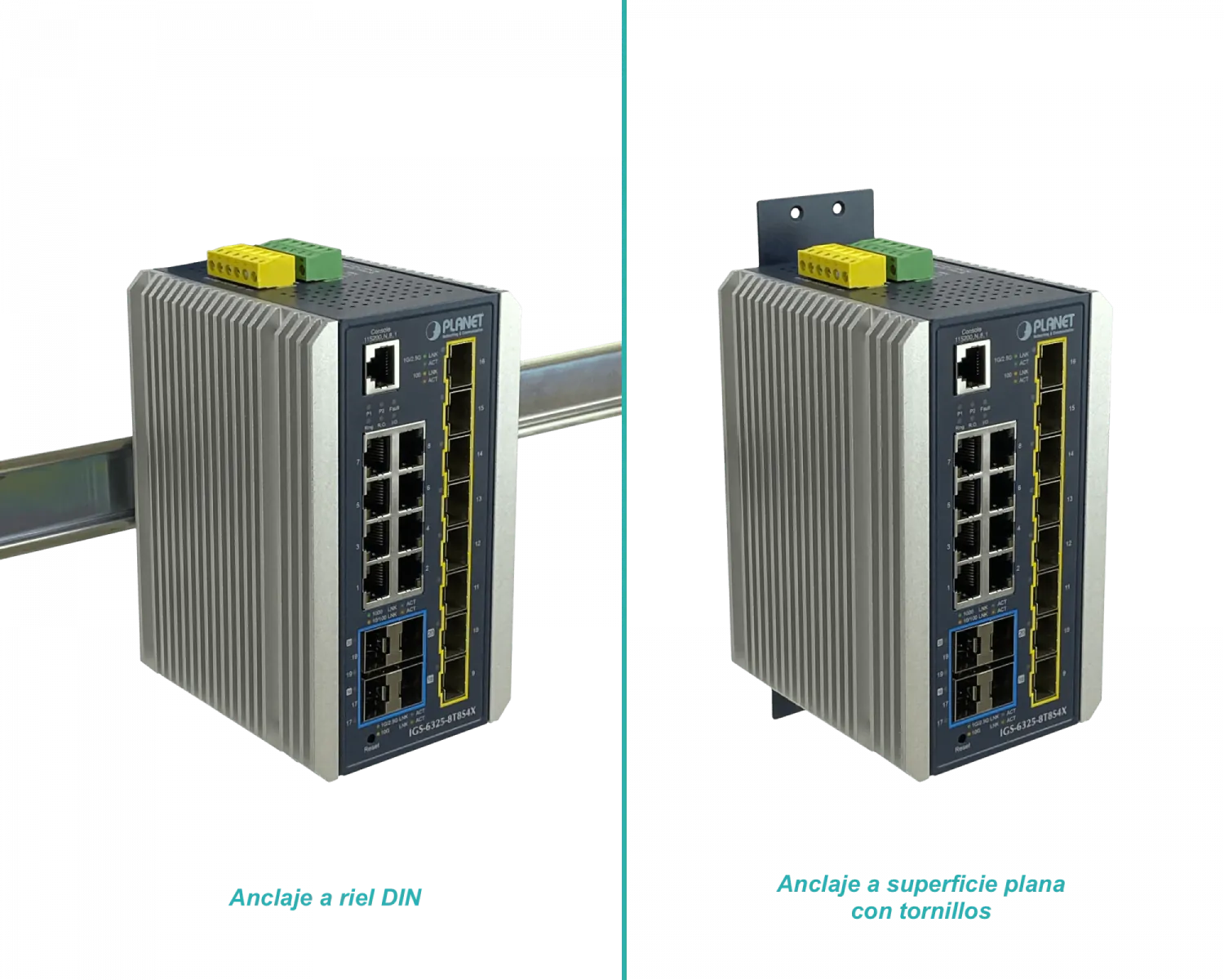 Switch PLANET 8-1000-PoE+ 8-SFP-2.5G 4-SFP-10G Riel-DIN Switch Indust req-48V 5