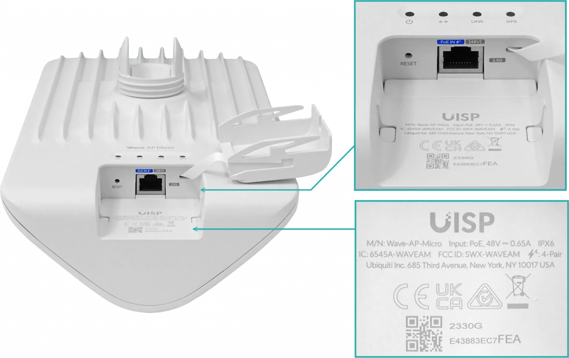 Punto de Acceso PtMP 60 GHz con Cobertura de 90°,Wave Access Point Micro, CapMax 5 Gbps(2x 2.5 Gbps) 6