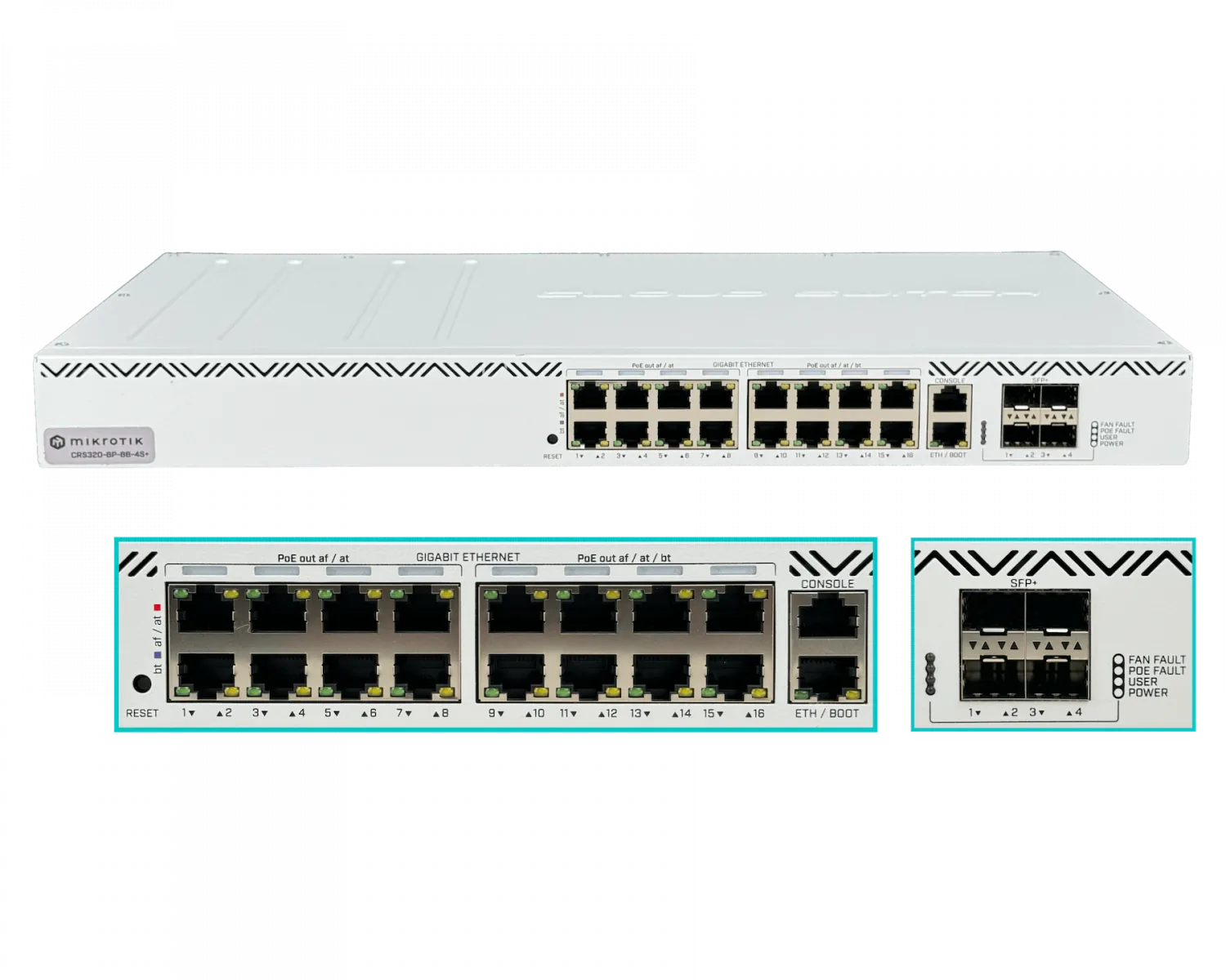 Switch MikroTik CRS320-8P-8B-4S+RM - PoE++, 16 puertos Gigabit, 4 SFP+, 600W 2