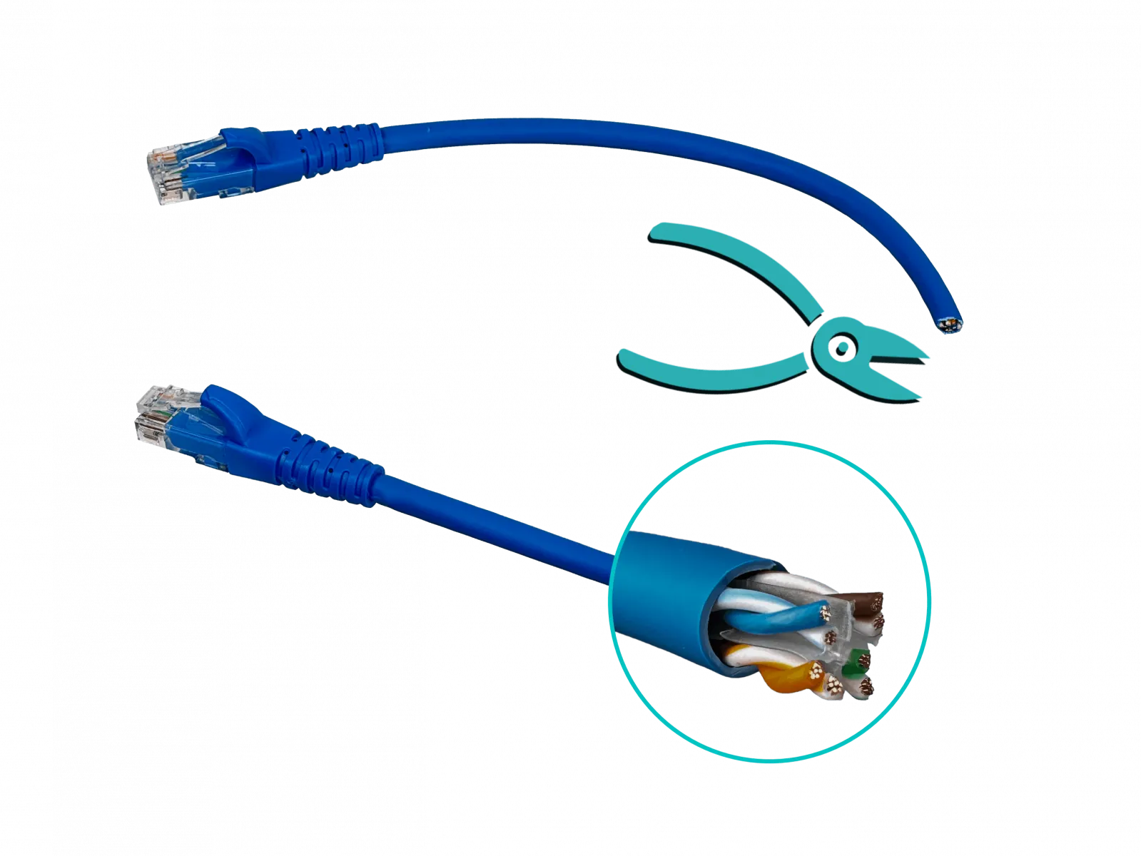 Pack x4 Cable Patch LINKMADE Cat6 Azul 30cm LSZH Inyectado Multifilar 4