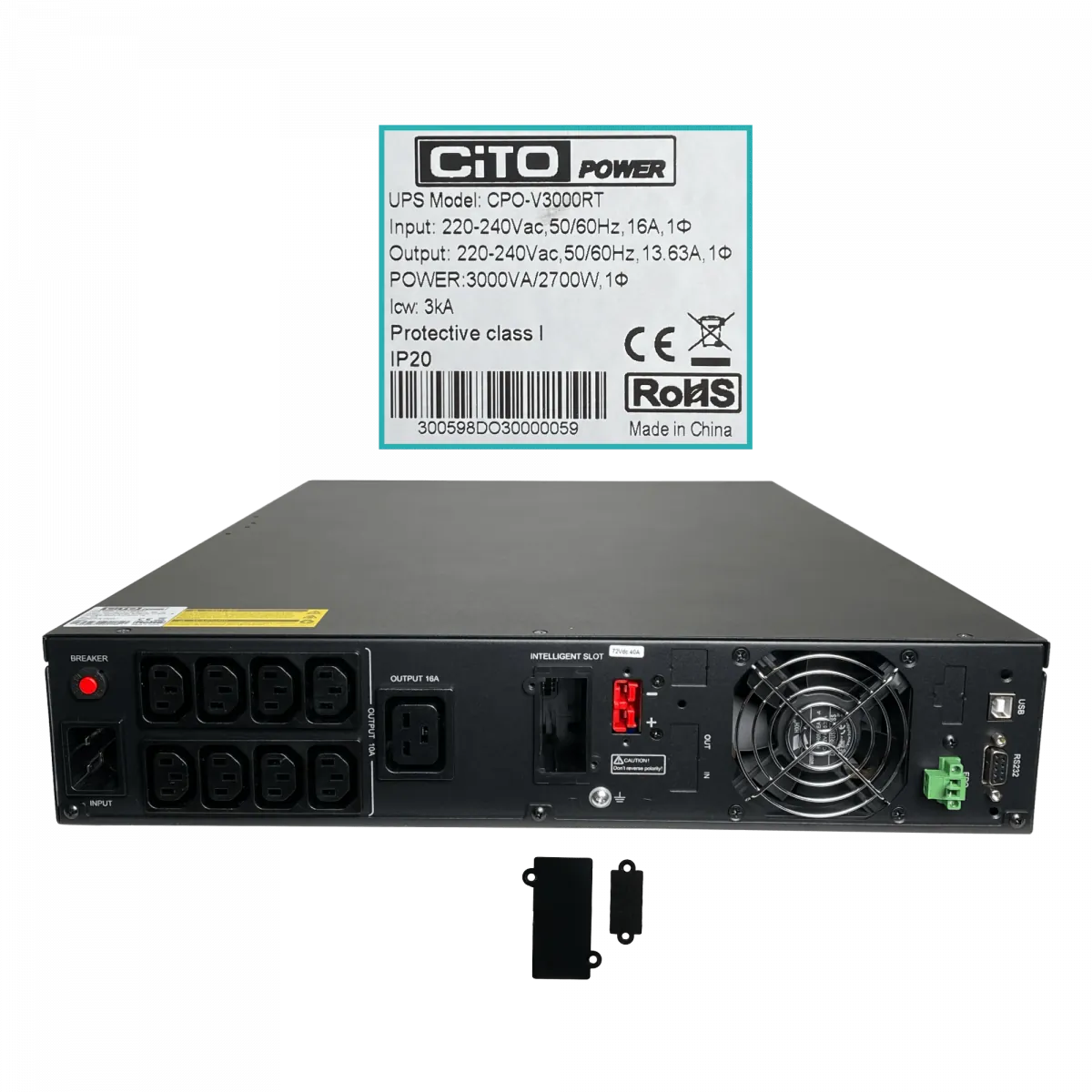 UPS CITO CPO-V3K Online 3kVA/2700W, 0ms, Rack 2U, Protección Crítica 4