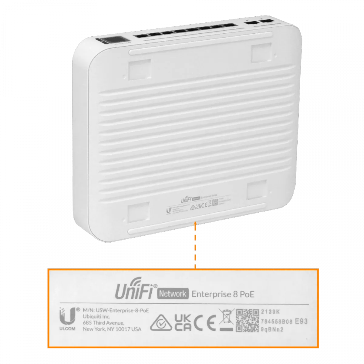 Switch Ubiquiti Enterprise, 8 Puertos PoE+ RJ45 de 2,5 GbE, Disponibilidad PoE 120W 3