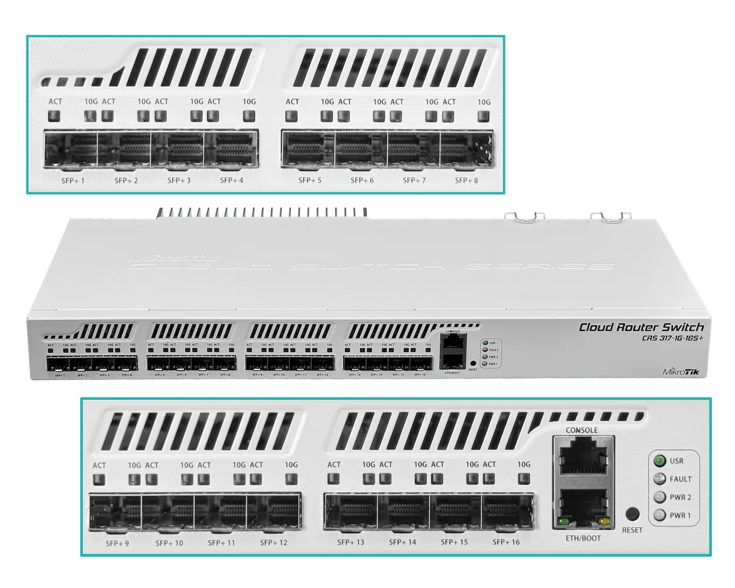 Switch MikroTik CRS317-1G-16S+RM, 16 SFP+, 1 Gigabit LAN, Dual PSU, 1U Rack, Enfriamiento Pasivo 4