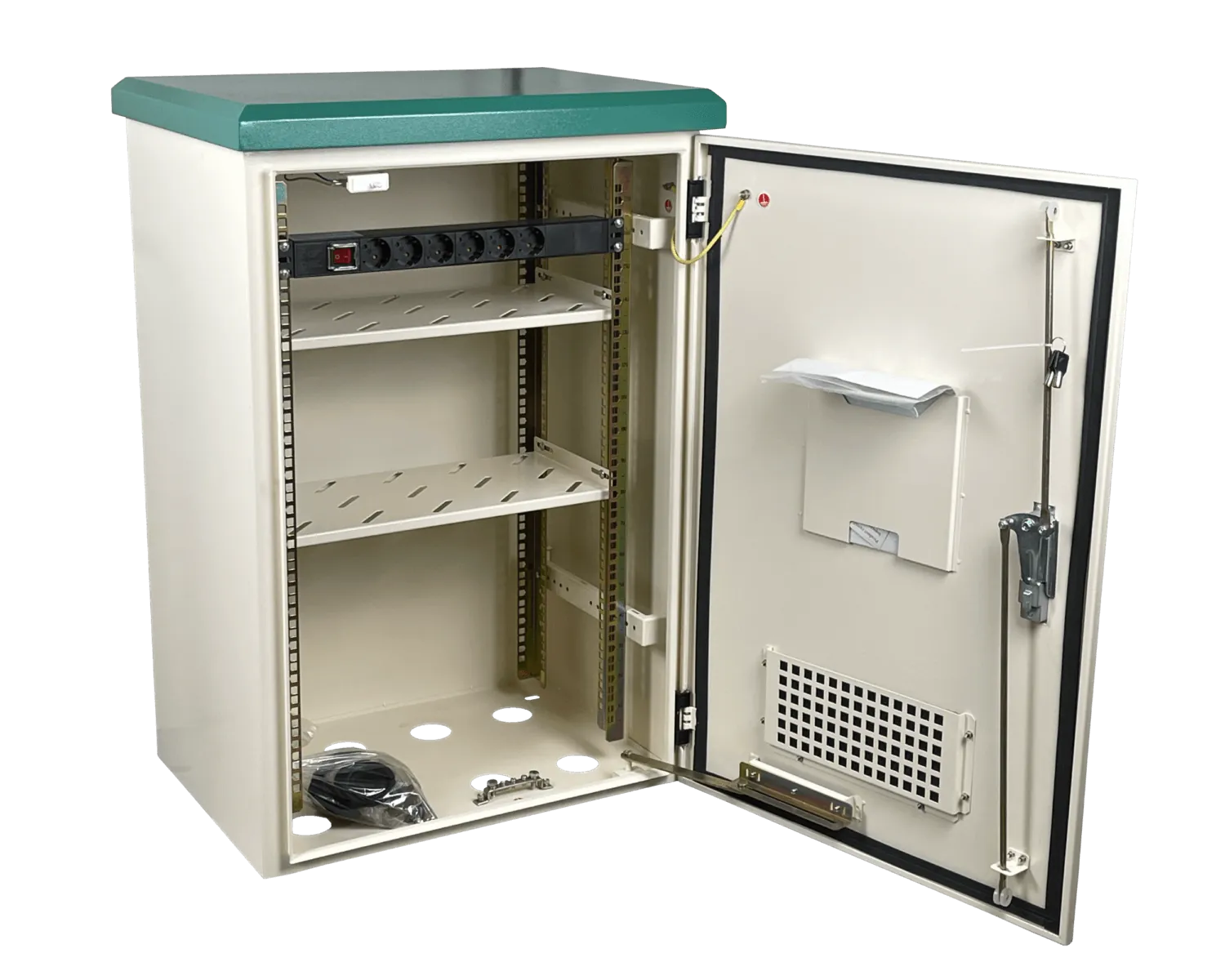 Rack Exterior LINKMADE RK17-4LE 17U 45cm Fondo Beige IP65 Montaje Muro Poste PDU 2