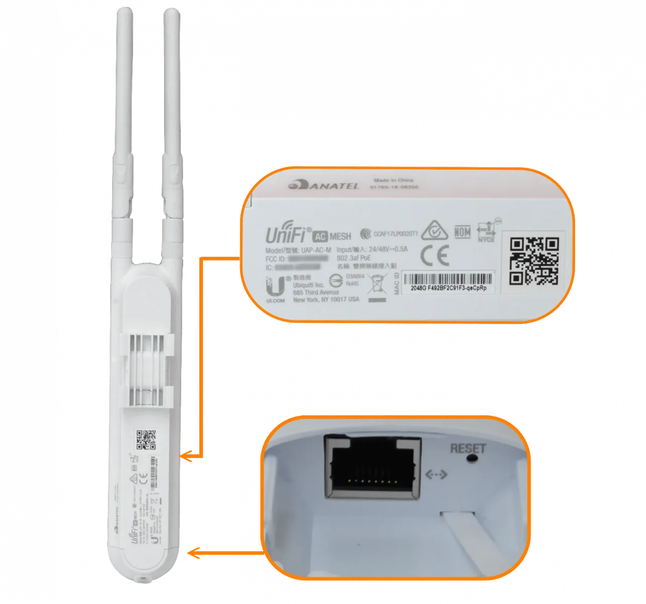 5x Punto de Acceso Inalámbrico 802.11ac Doble Banda Interiores/Exteriores, Ubiquiti UniFi AC Mesh 2