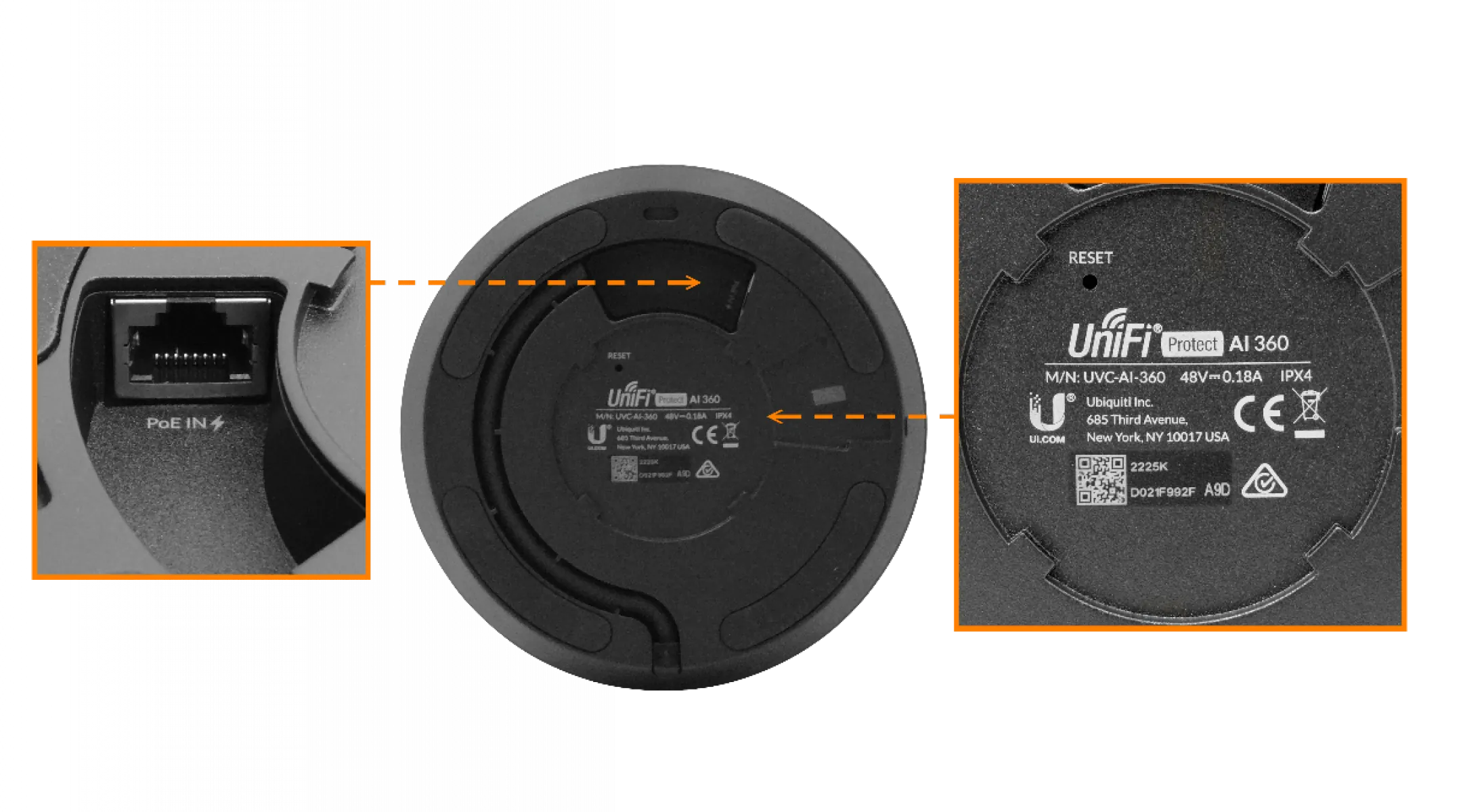 Cámara de Vigilancia Ubiquiti UniFi Protect AI 360, 2K con Visión Nocturna y Audio Bidireccional 3