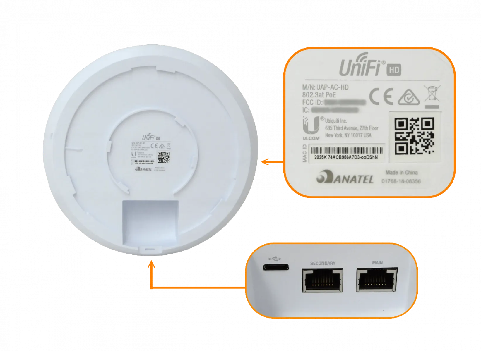Ubiquiti Unifi UAP-AC-HD - Punto de acceso inalámbrico - 802.11ac Wave 2 - 802.11a/b/g/n/ac Wav 4