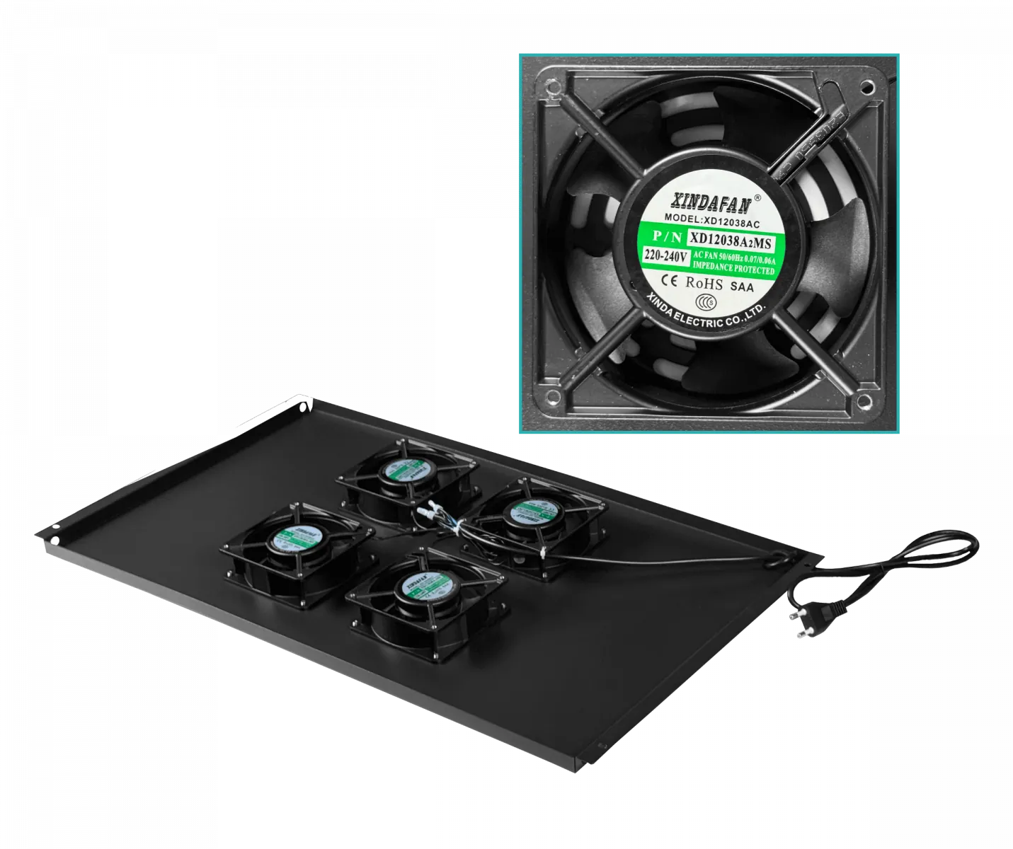 Gabinete Rack LINKMADE RK42-10VLD 42U 100cm de Fondo Desarmado con PDU, Ventilador y Bandejas, Negro 4