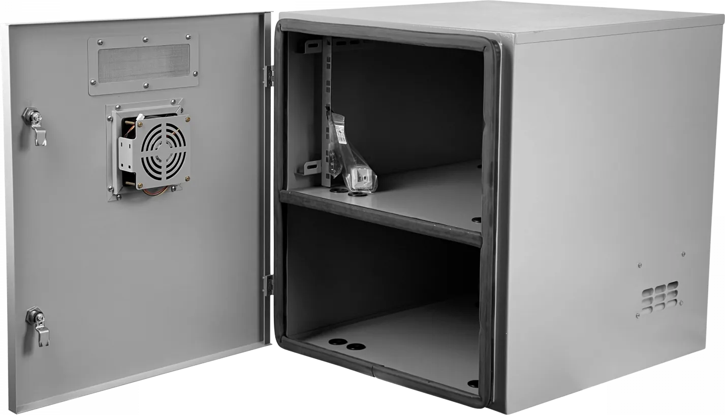 Rack Exterior Poste Galvanizado p/Baterias Algcom 6U 640x590mm IP54  2