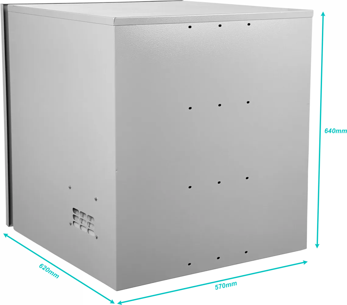 Rack Exterior Poste Galvanizado p/Baterias Algcom 6U 640x590mm IP54  3
