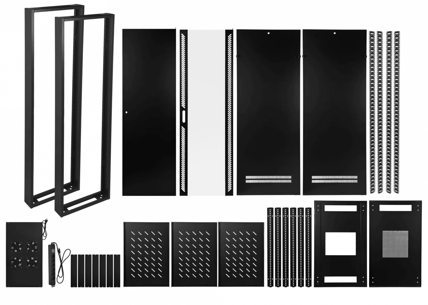Gabinete Rack LINKMADE RK42-10VLD 42U 100cm de Fondo Desarmado con PDU, Ventilador y Bandejas, Negro 9
