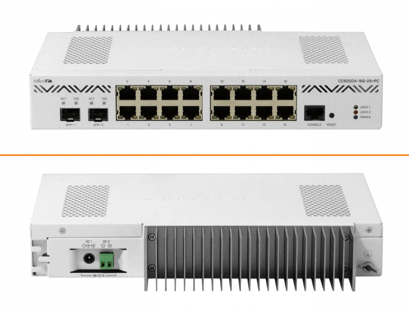 Router de Alta Capacidad con 16 Puertos Gigabit y 2 SFP+ de 10G,MikroTik CCR2004-16G-2S+PC 2