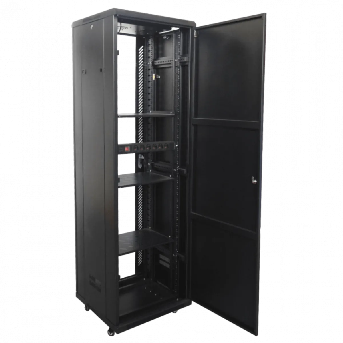 Rack  Vidrio 42U 600mm 60cm-Fondo Linkmade Turbina PDU Bandeja Negro 3
