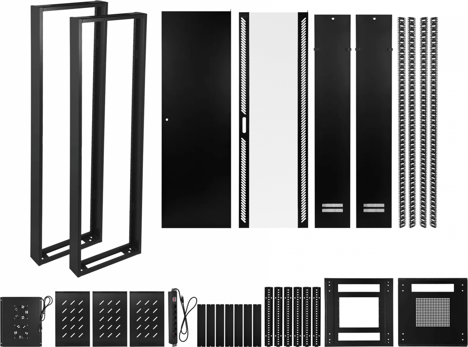 Gabinete Rack 42U 60cm de Fondo Desarmado con Turbina y Bandeja - Negro Linkmade 10
