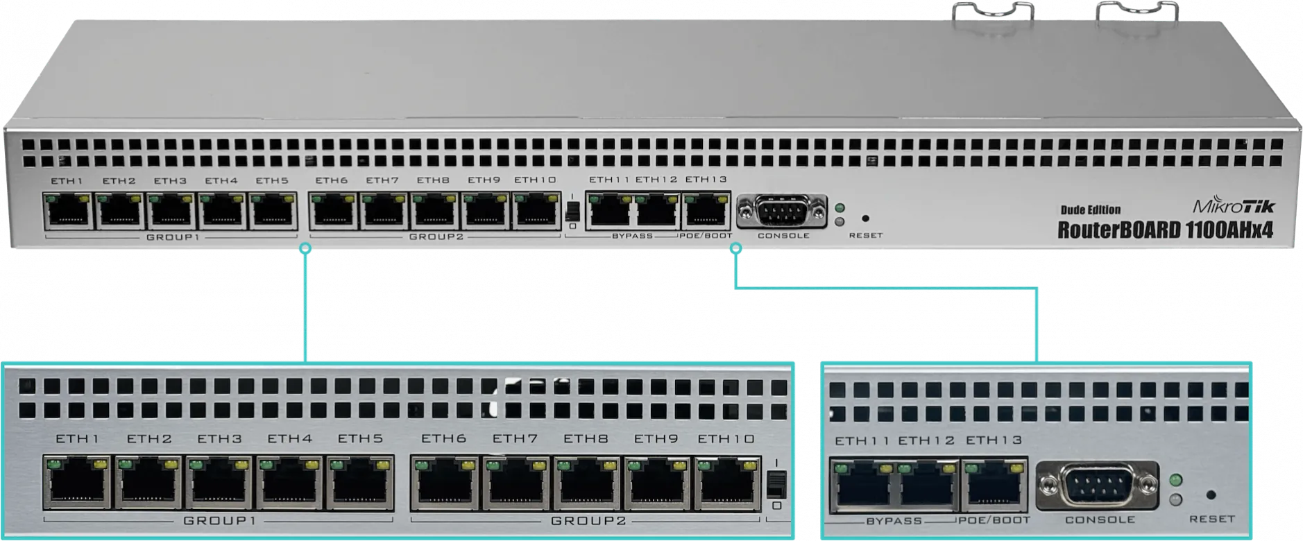 Router Empresarial 1U con 13 Puertos Gigabit, MikroTik RB1100AHx4 Dude Edition 2