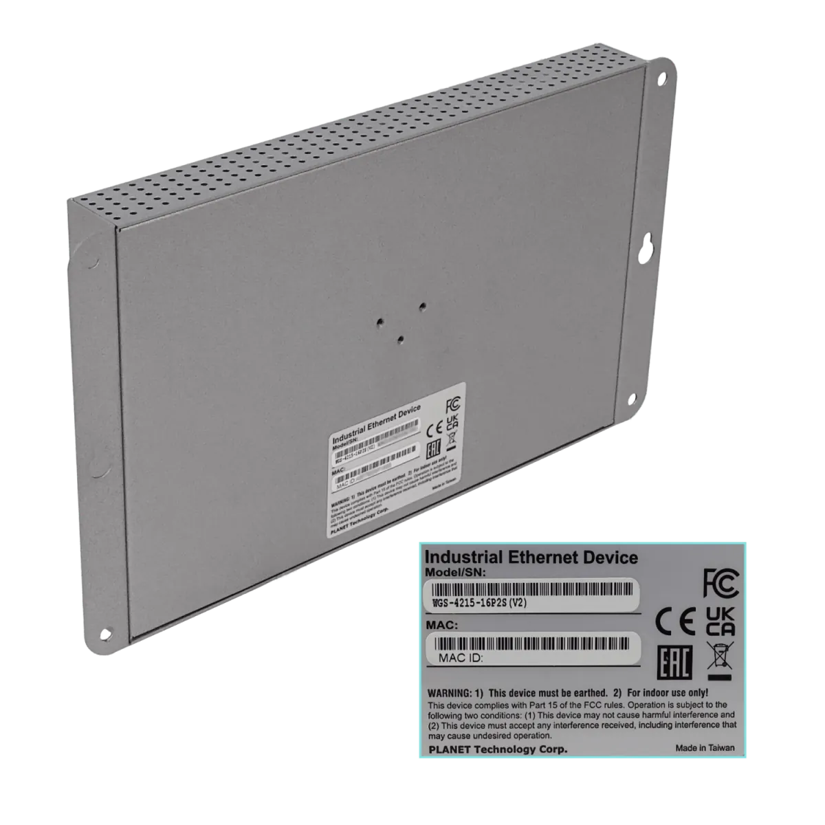 Switch PLANET 16-1000-PoE+ 2-SFP 240W Switch Indust Admin Riel-DIN 48/54VDC 3