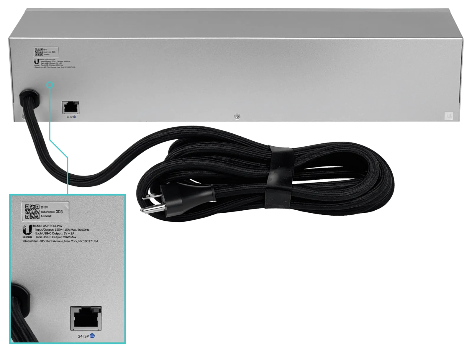 PDU Ubiquiti USP-PDU-PRO 16 US sockets +4xUSB-C +4xLAN IP para rack 125VAC 4