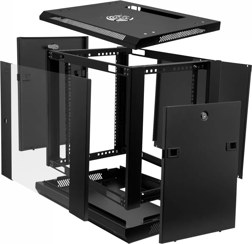 Rack  9U 45CM-Fondo Gabinete Rack Pared Muro Negro Linkmade 2
