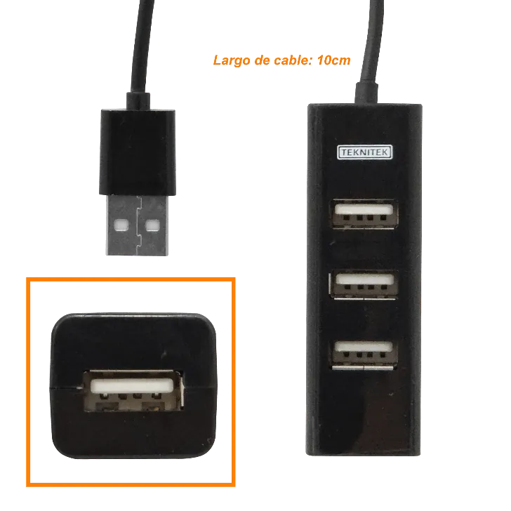 Adaptador USB HUB 4-USB-2.0 Cable-10cm 480mbps 2