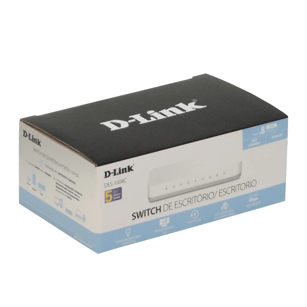 Switch D-LINK Fast Ethernet DES-1008C, 8 Puertos 10/100Mbps, 2000 Entradas - No Administrable 5