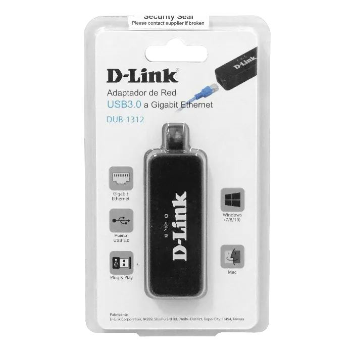 Adaptador D-Link, USB a Ethernet 1-USB3.0-AM 1-1000mbps LAN-RJ45-Ethernet 3