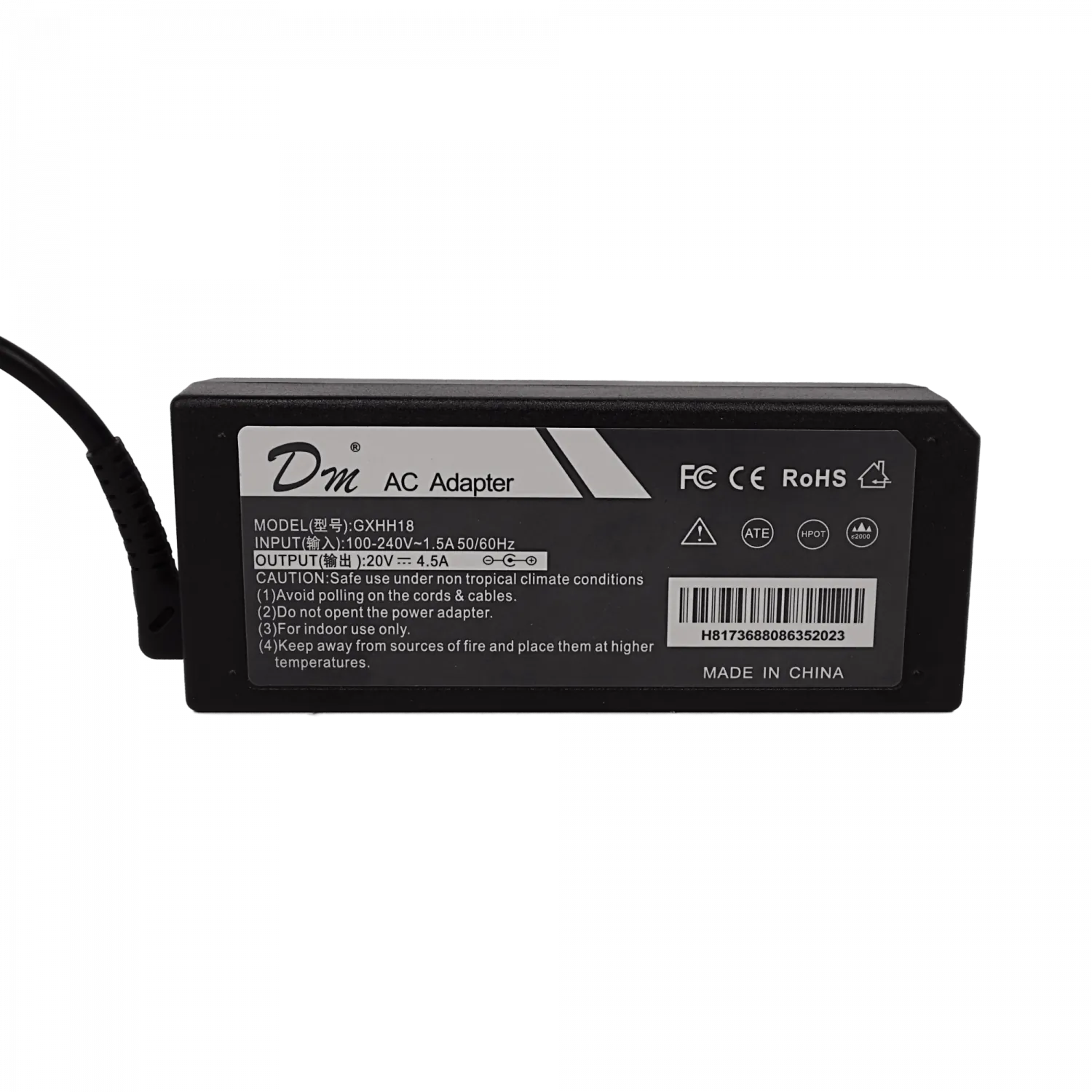Fuente de Poder Notebook 20VDC 4.5A 90W, Cargador Notebook Plug Redondo 2