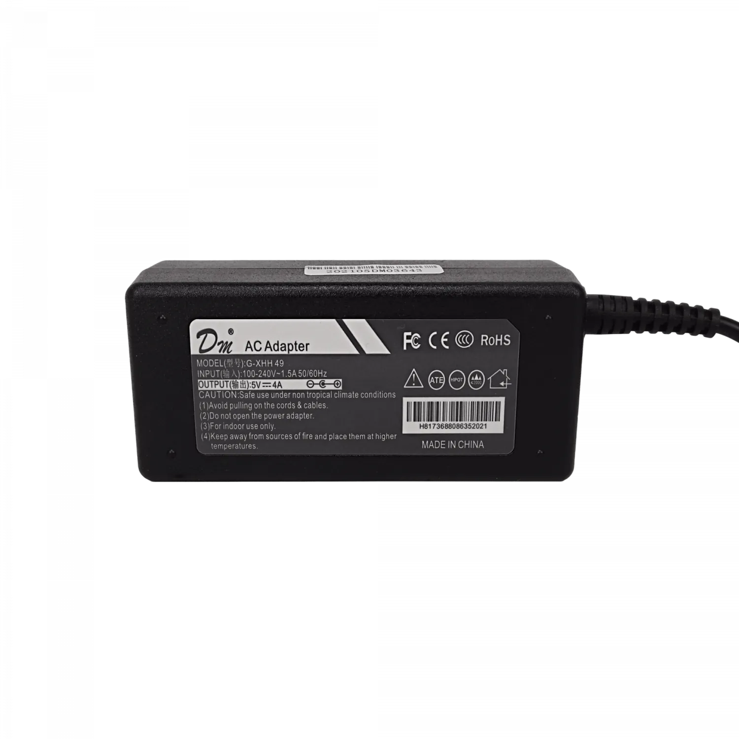 Fuente de Poder 5V 4A Plug 3.5x1.35mm, 20W,  100-240VAC 2