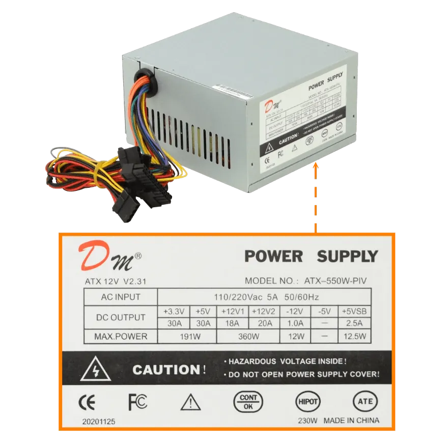 Fuente de Poder ATX 550W DM Sata, Requiere Cable C13, Opcional Salida C14 4