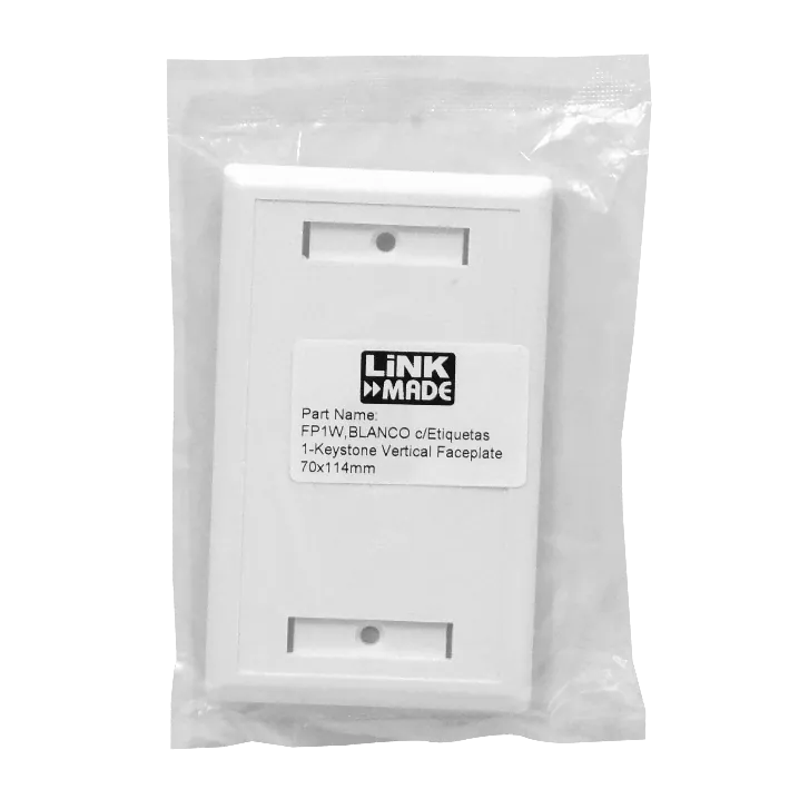 Faceplate Vertical Blanco  c/Etiquetas 1-Keystone  70x114mm 2