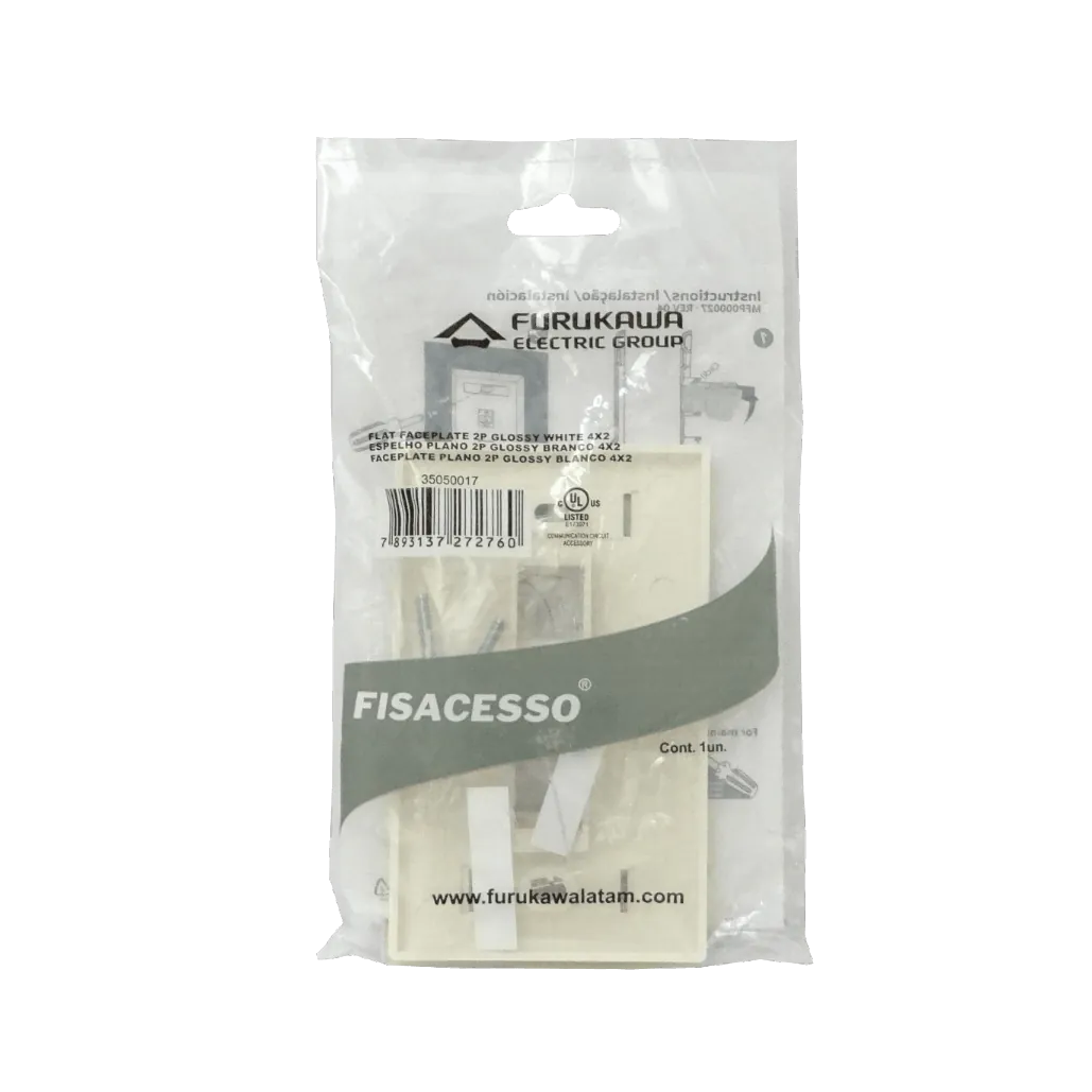 Faceplate Furukawa para 2-Keystone Blanco Plano 2P 70x114mm  3