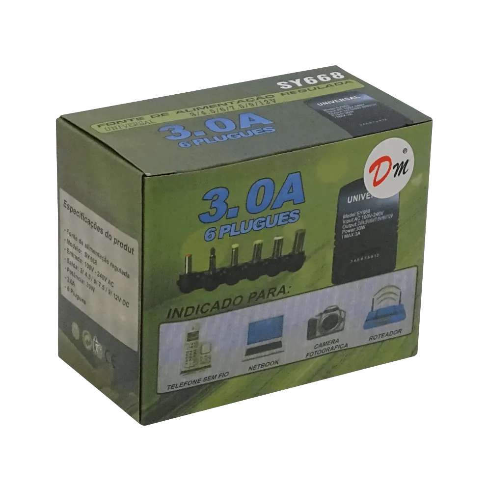 Transformador Universal 3-4,5-6-7,5-9-12V 3,0A 30W Variable Fuente Poder 100-240VAC 4