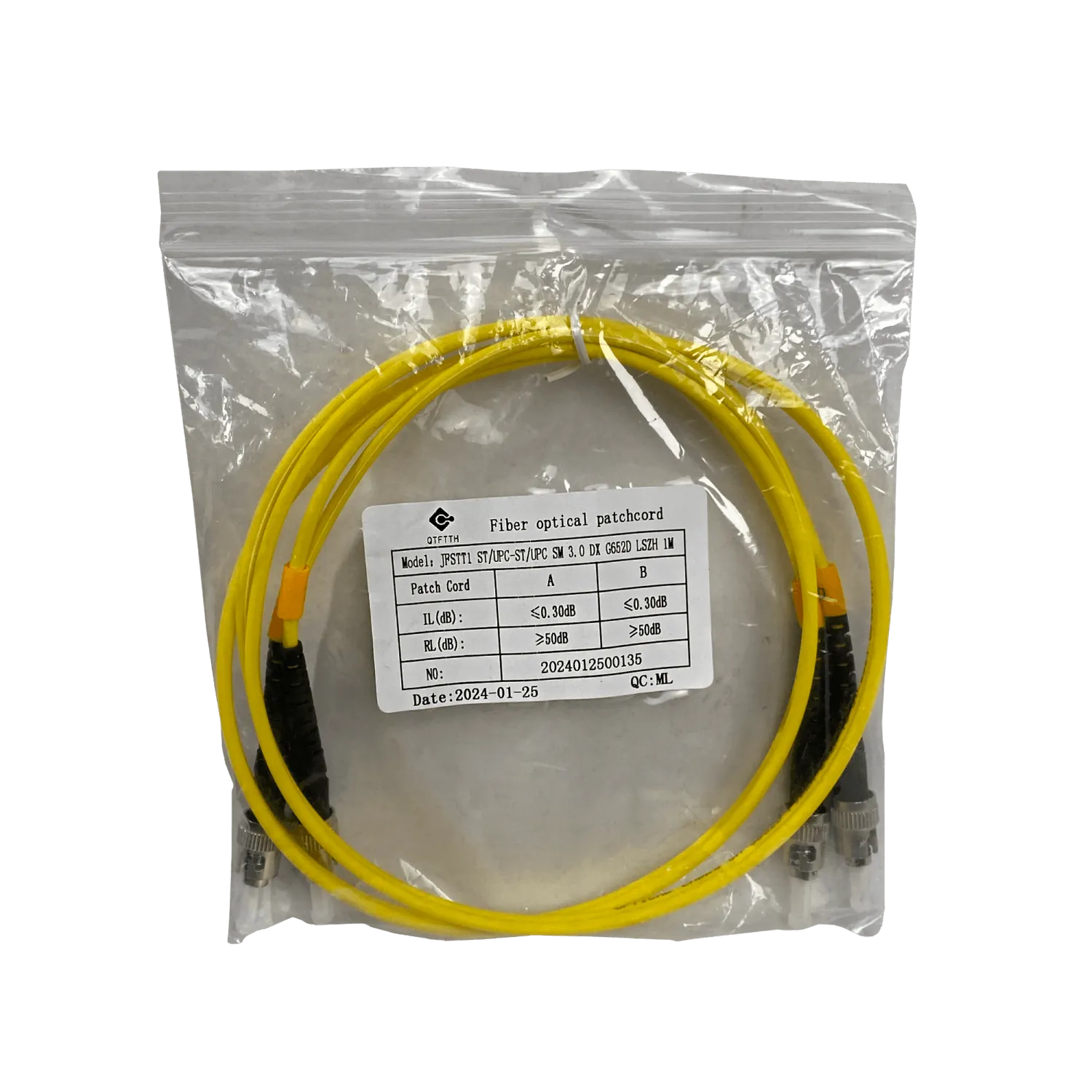 Jumper Cable Fibra 1mt ST-ST MonoModo SM Duplex  9/125um 3mm 2