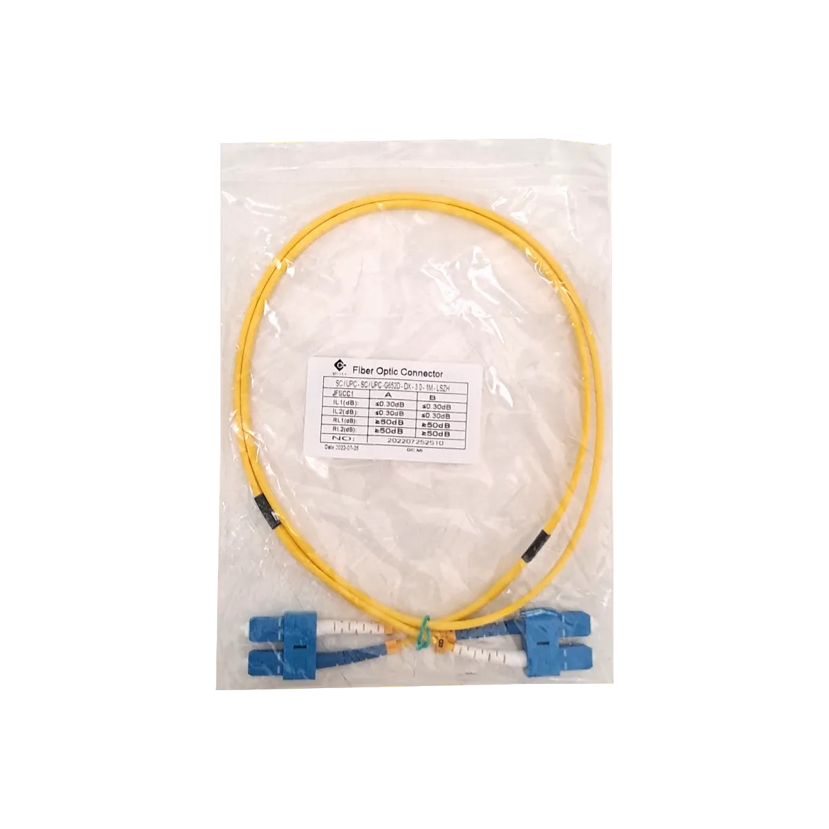 Jumper Cable Fibra 1mt SC-SC/UPC MonoModo SM Duplex  9/125um 3mm 3