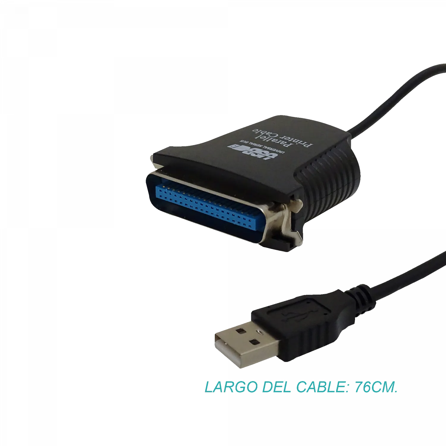 Adaptador USB a Paralelo CEN36M Y-120, 140cm, Chipset Prolific 2
