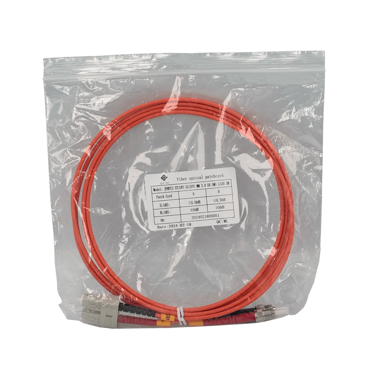 Jumper Fibra 2mt ST-SC OM1 MultiModo MM Duplex  62.5/125um LSZH 3