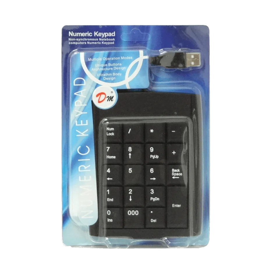 Teclado Numérico USB con 19 Teclas, Dimensiones 140x100x15mm, Cable 120cm 4