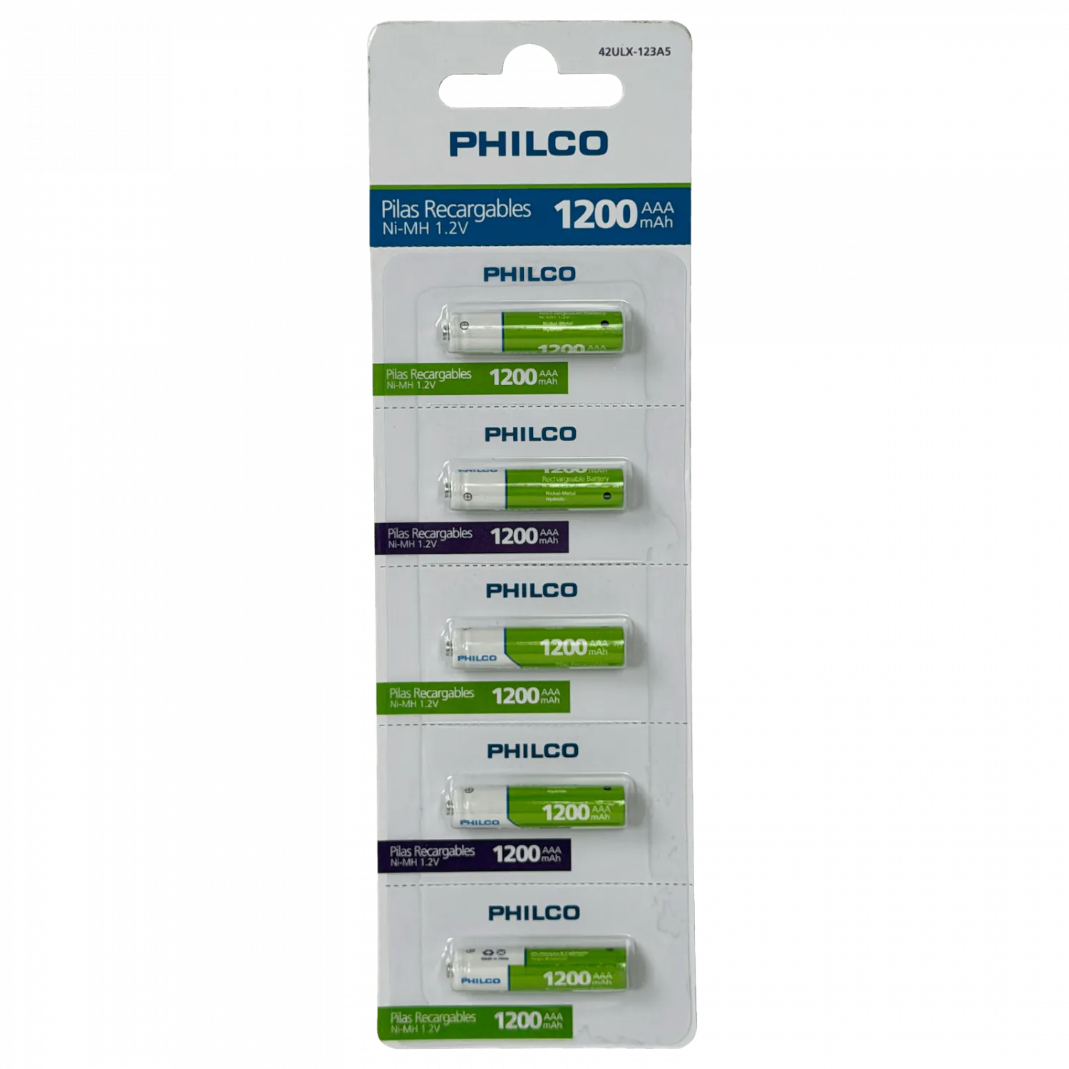 5 Pila Recargable PHILCO AAA  1200mAh 1,2V Ni-MH Precargada 42ULX-123A5 4