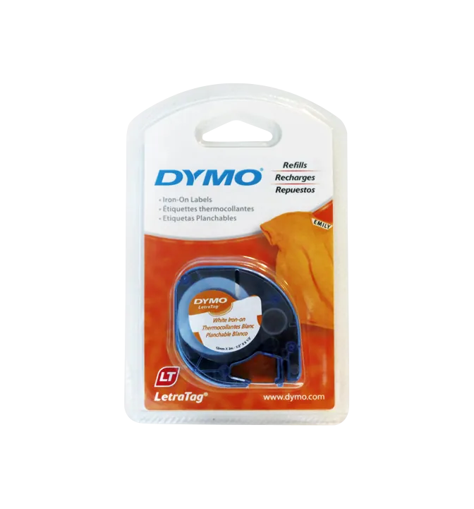 Etiqueta Letratag DYMO Planchable p/Tela Negro sobre Blanco 12mm x 2mt  3
