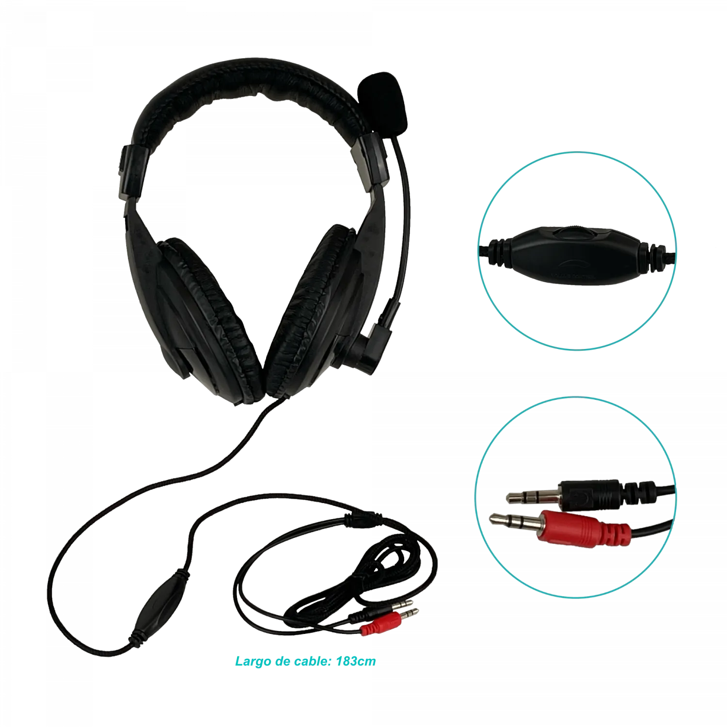Audifono Microfono Doble-Plug 2-3,5mm-M 180cm-cable 3