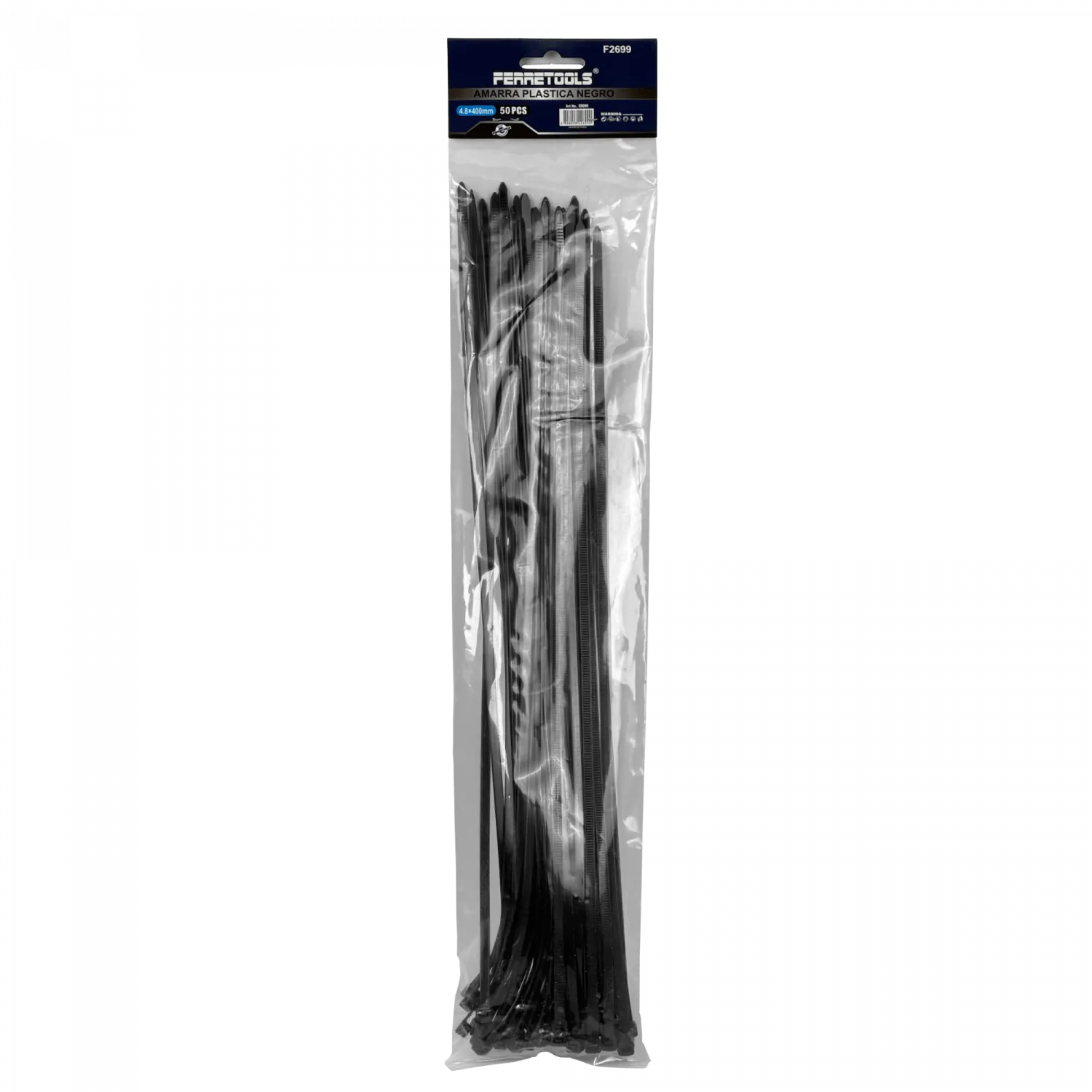 Amarra Plastica  50 un 400x4,8mm Negra Nylon 4.8x400mm 4