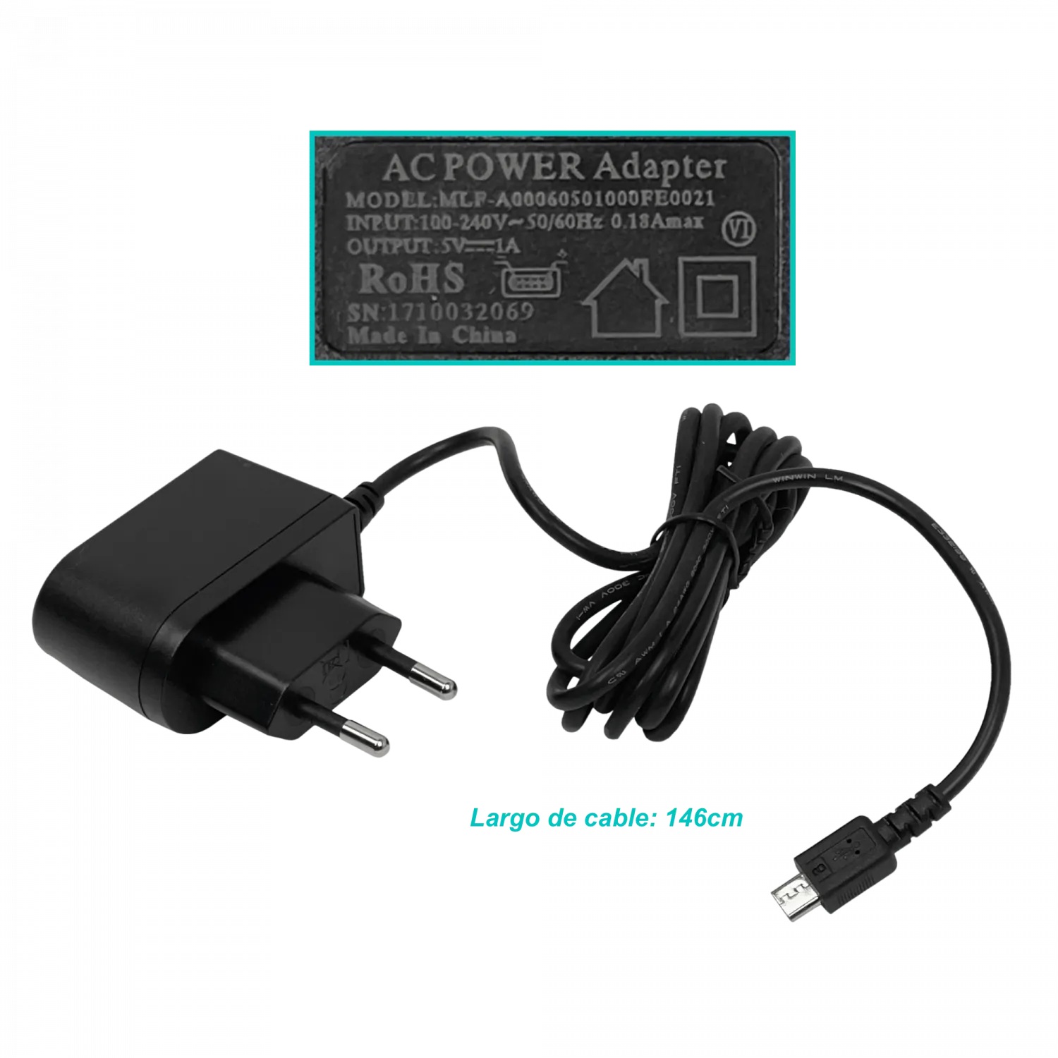 Fuente de poder 5,0V 5V 700mA 0,7A Conector USB-Micro-Macho Mikrotik 2